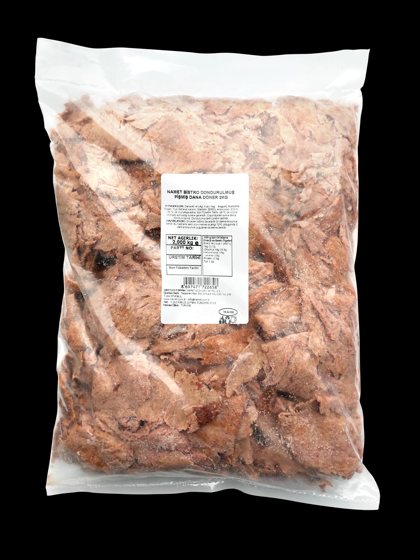 Dondurulmuş Pişmiş Dana Döner